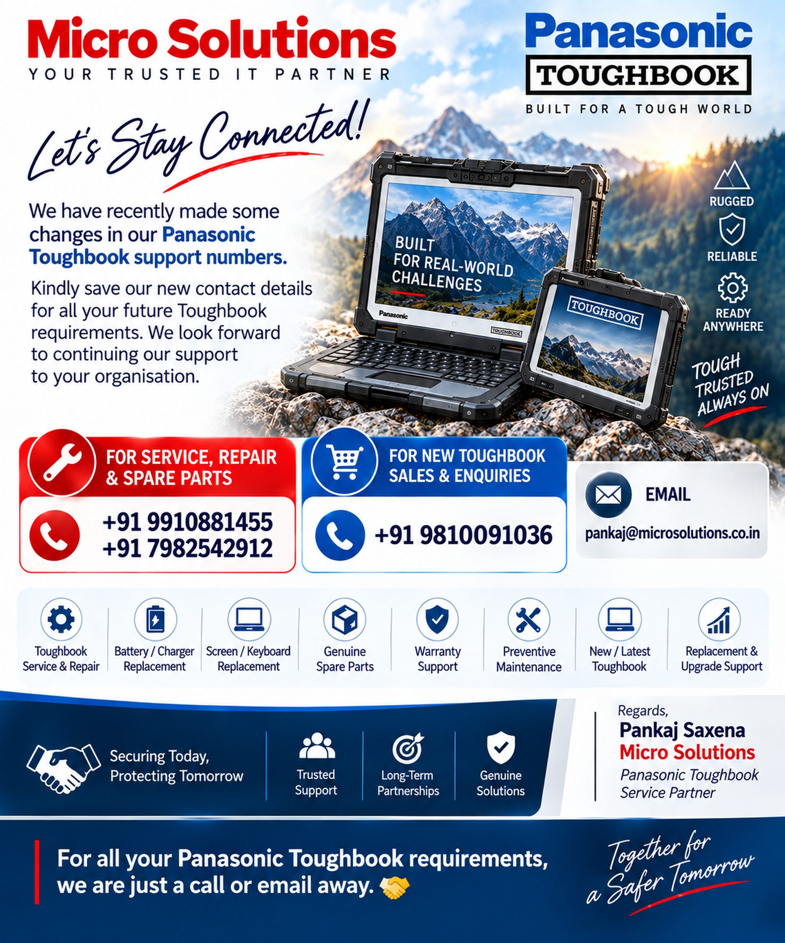 Panasonic Toughbook rugged laptop operating in heavy rain on a worksite